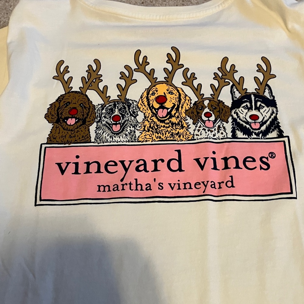 Vineyard Vines Holiday Dogs Long Sleeve White Shirt L - Picture 5 of 5